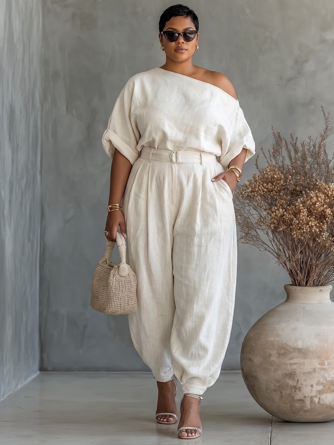 ALINA™ - ELEGANT ONE SHOULDER TWO-PIECE SUMMER SET
