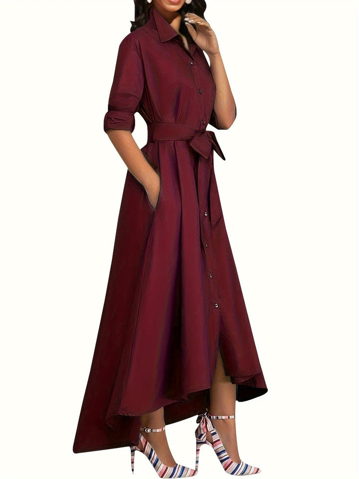 Marianne | Holiday Perfect Button-Front Maxi Dress