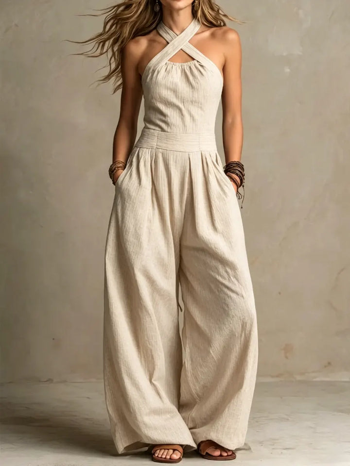 Vivienne | Soft, lightweight jumpsuit with an elegant crossover neckline